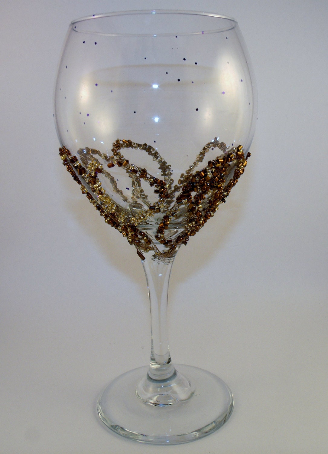 Beaded Wine Glass Candle Holder