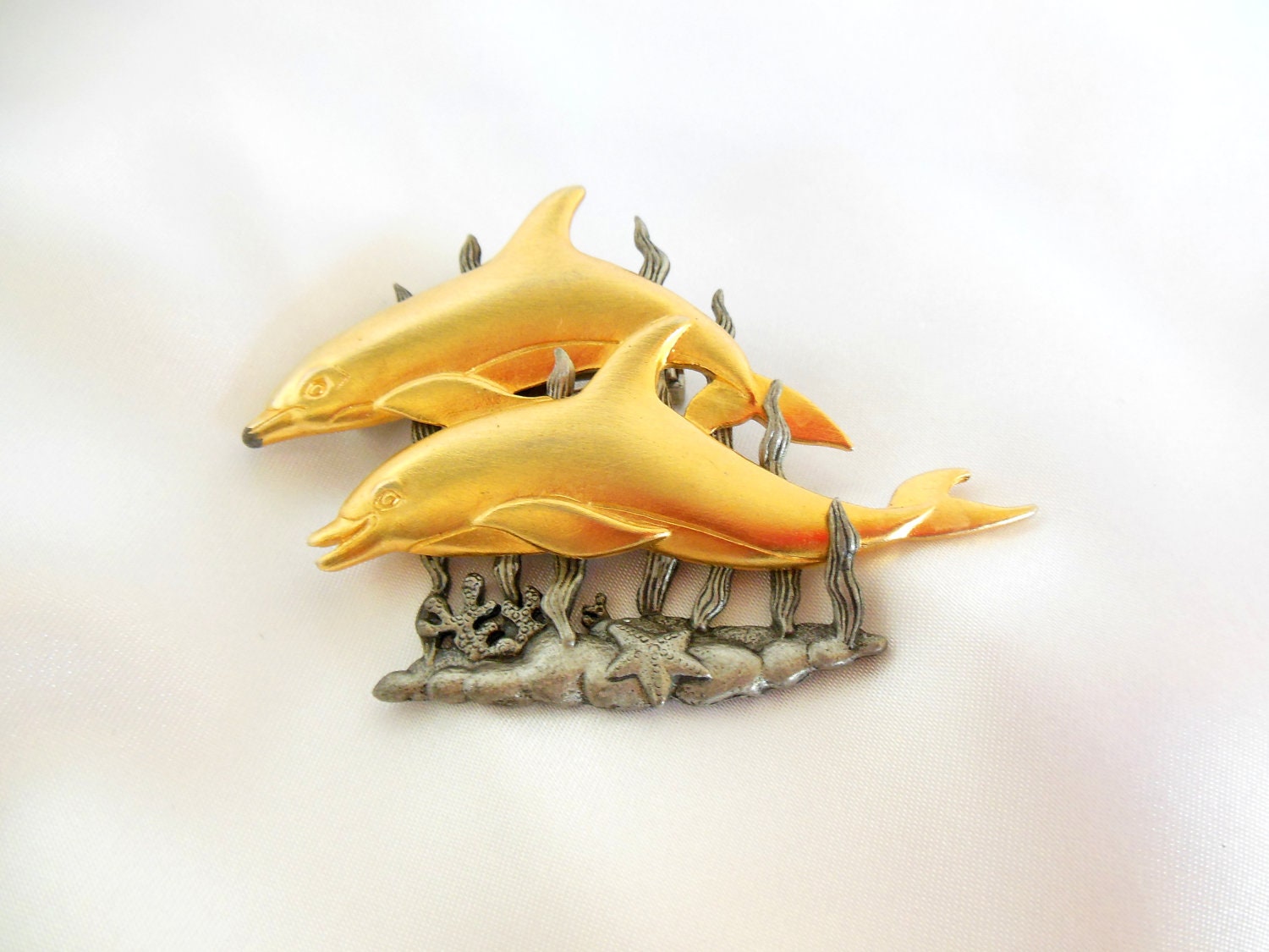 Vintage Dolphin Brooch Signed by JJ