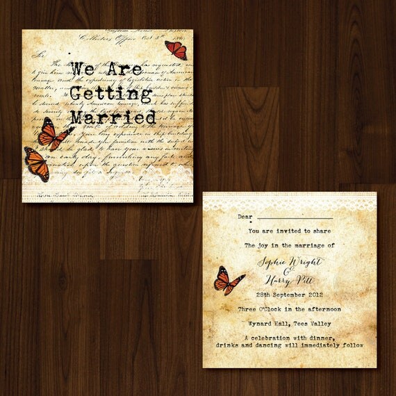 Beautiful Vintage, Rustic DIY Printable Wedding Invitation Il_570xn