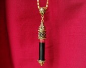 Saints Blood Reliquary - Vial of Blood Pendant - Gold Memento Mori Vampire Necklace -  by Amanda Olivo