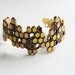 Honeycomb Bracelet / Bangle - Geometric cuff - brass metal with enamel