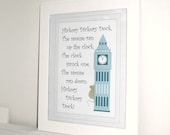 Hickory Dickory Dock Nursery Rhyme Print - A4