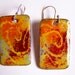 Copper Enamel Earrings Red, Orange, Yellow and Blue