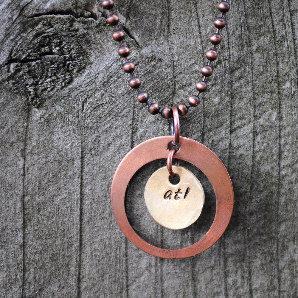 Airport Code Necklace, Initial Necklace, Inspiration Graduation Gift, Custom Copper Necklace, Handstamped, Oxidized Copper, Gift for Her