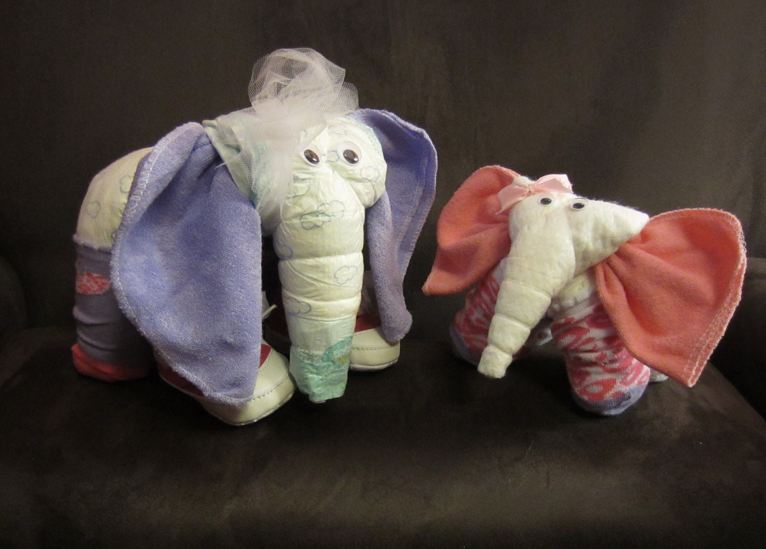Items similar to 2 Diaper Elephants CUSTOM MADE Big and Baby Diaper Animals, Baby Shower