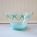 Vintage Teal and Gold Midcentury Glass Punch Bowl