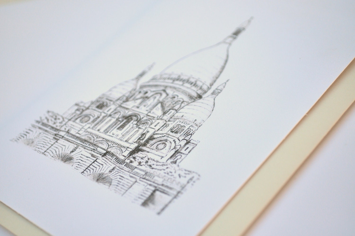 Sacre Coeur - Card greeting, birthday Paris France original art work Bastille Day