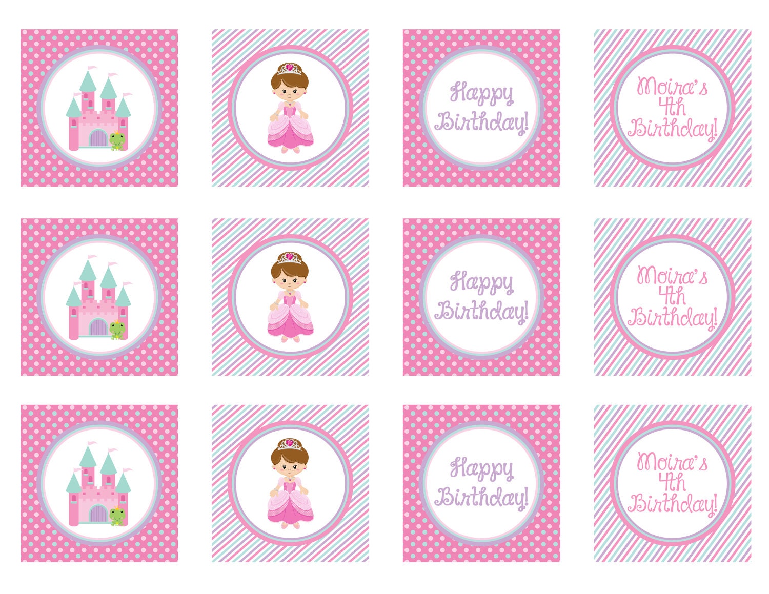 Printable Princess Birthday Cupcake Toppers Il_570xn