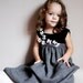 FREE SHIPPING use coupon code FREESHIP/ Girls grey dress black flower autumn christmas new year special occasion