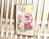 Cherubs Hearts Guilded Pin Valentine's Brooch Ephemera Brooch c.90's Wearable Victorian Art Free Shipping