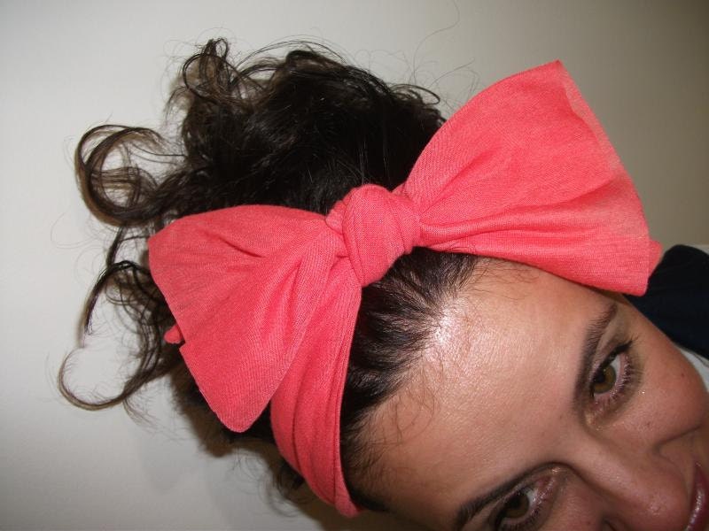 Coral Turband Headband Bow Turban Wide Hippie Boho Headband Twist Stretchy Hair Bands Chic Yoga Headband Hair Wrap Lola Hair