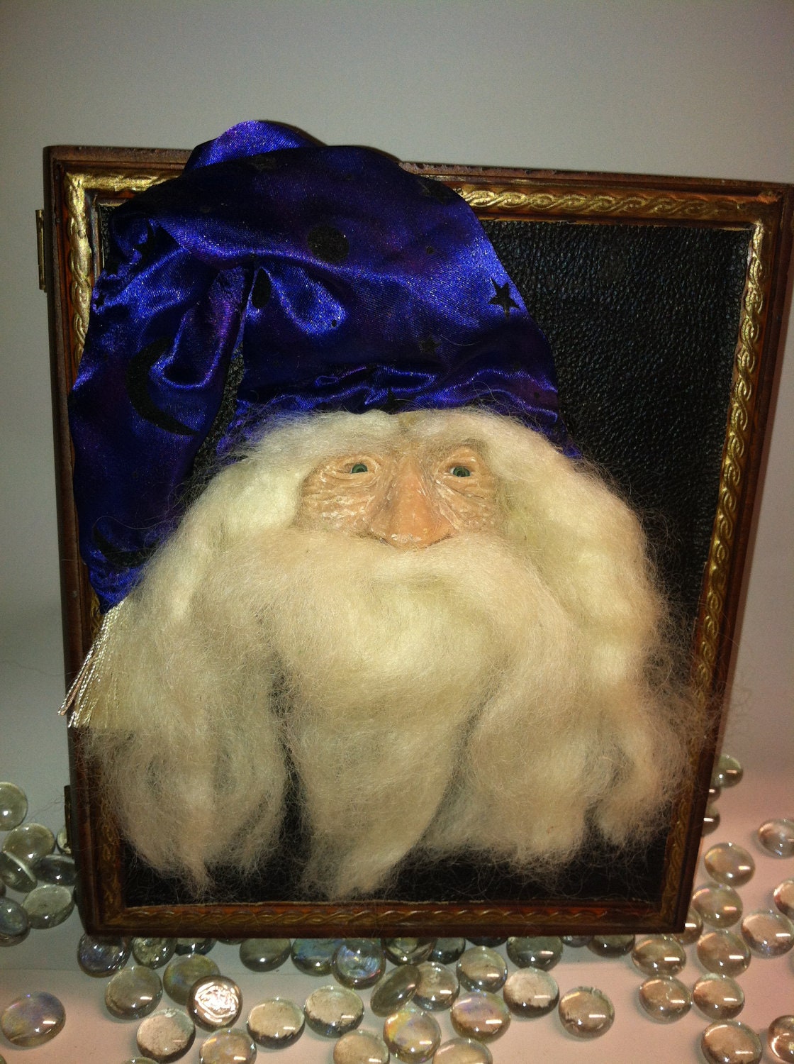 Handmade Leather Wizard Book Box -- OOAK
