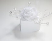 Wedding Decor Favor Box Centerpiece White Rose Handmade Crystal OOAK 1 Box