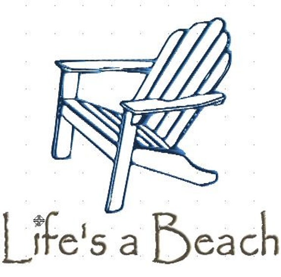 Life's A Beach Adirondack Chair Machine Embroidery Design --Instant 
