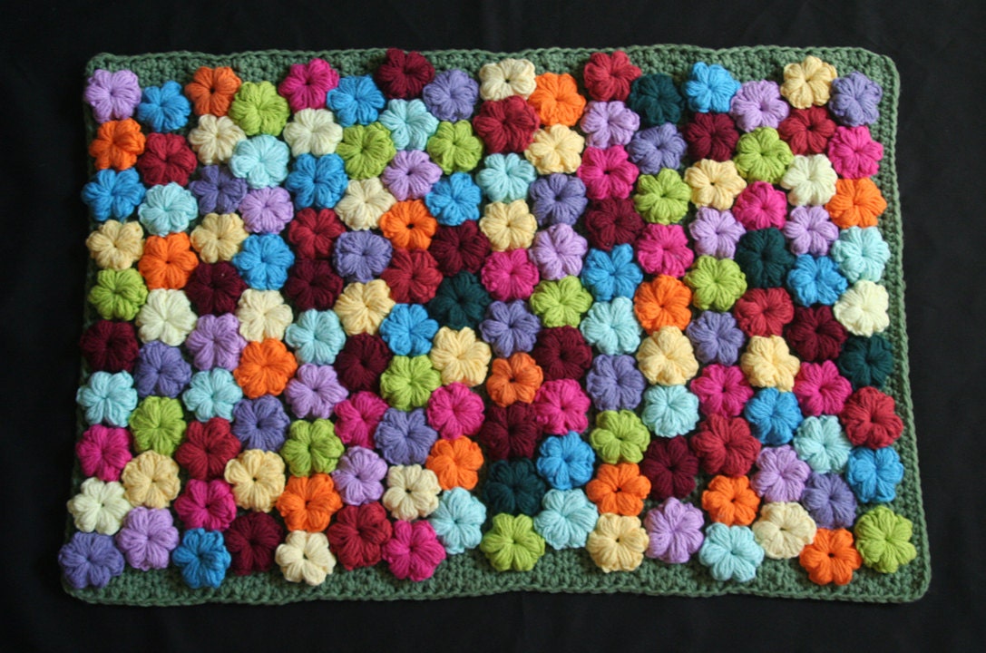 Handmade Crochet Rug - Field of flowers