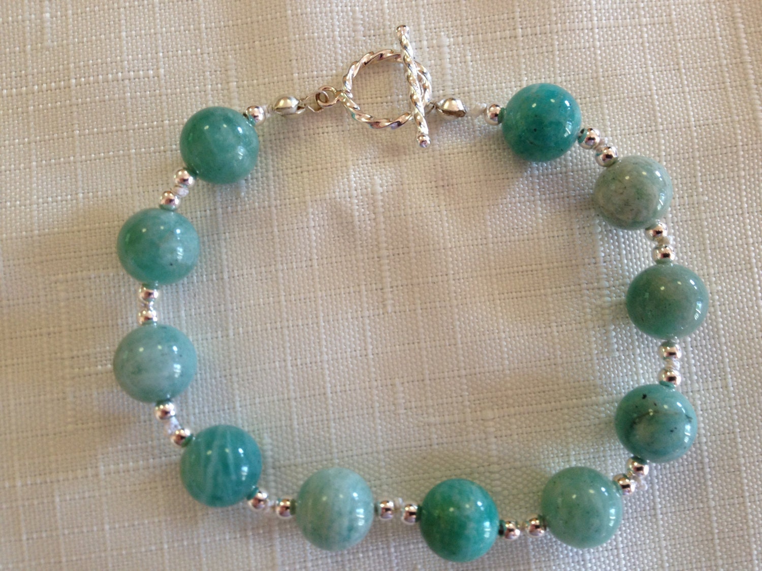 SALE Amazonite bracelet with sterling silver toggle clasp