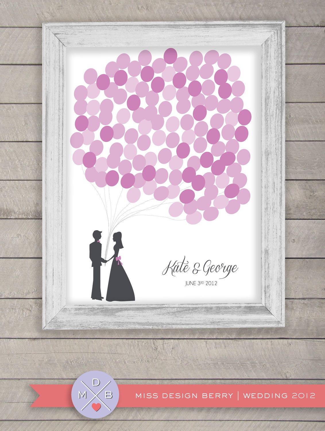 wedding guest book alternative - balloon bunch purples