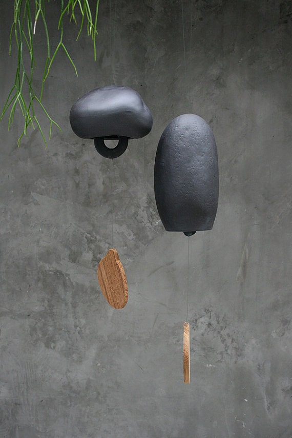 Terracotta Wind Chime Black Clay Color