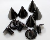 10 sets 3/8 inch(10mm) Tall Gun-black Cone Solid Brass Spikes Metal Spikes Punk Spikes Rivet Buttons Cloth Accessories Leather Crafts