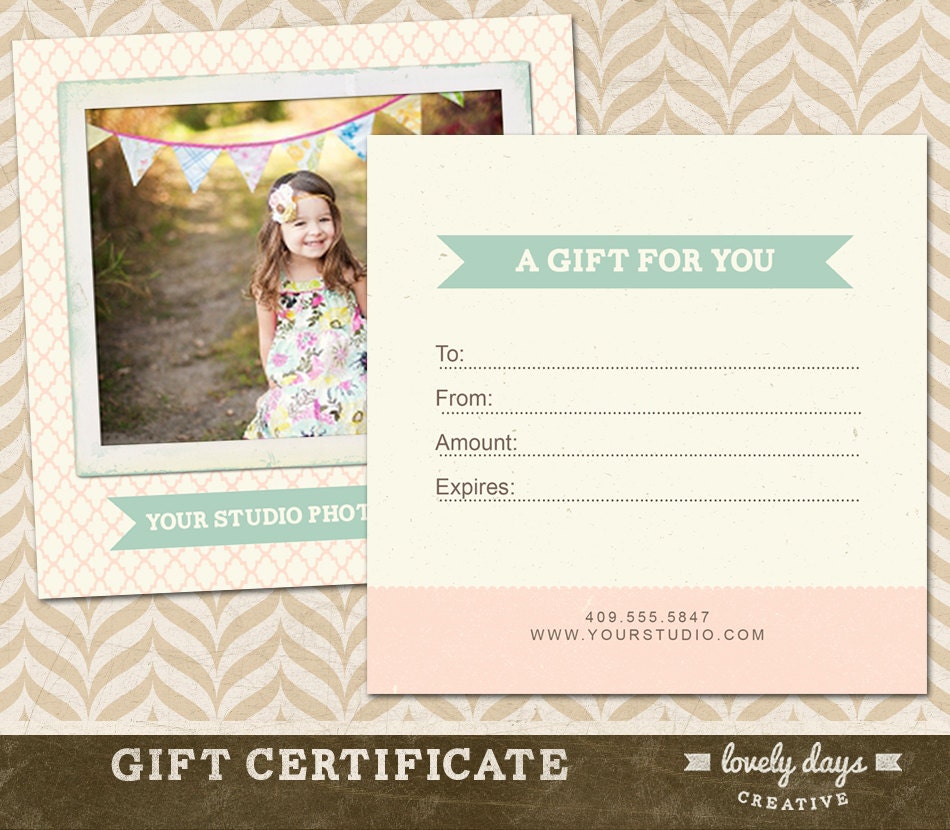 Photography Gift Certificate Template for by LovelyDaysCreative