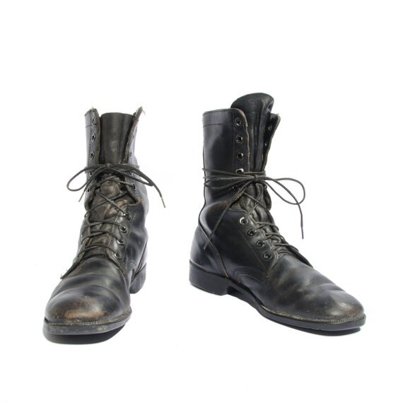 Items similar to Vintage Men's Black Combat Boots Military Issue 1978