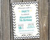 Custom Printable Birthday OR Graduation Invitation - Chevron - Chalkboard Style - Pick your colors