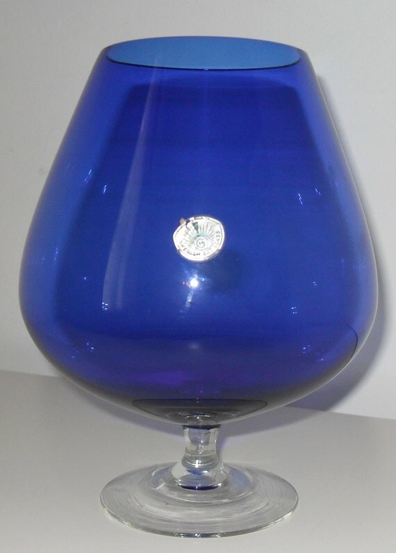 Groovy Large Blue Brandy Glass Swedish Art Glass by NattyDressers