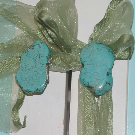 Stone Knobs Turquoise Set of 2 Stone by KnuckleheadKnobs
