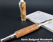 Black Ash Burl fountain pen, Custom Fountain Pen, Fine Writing Instrument, wood pen