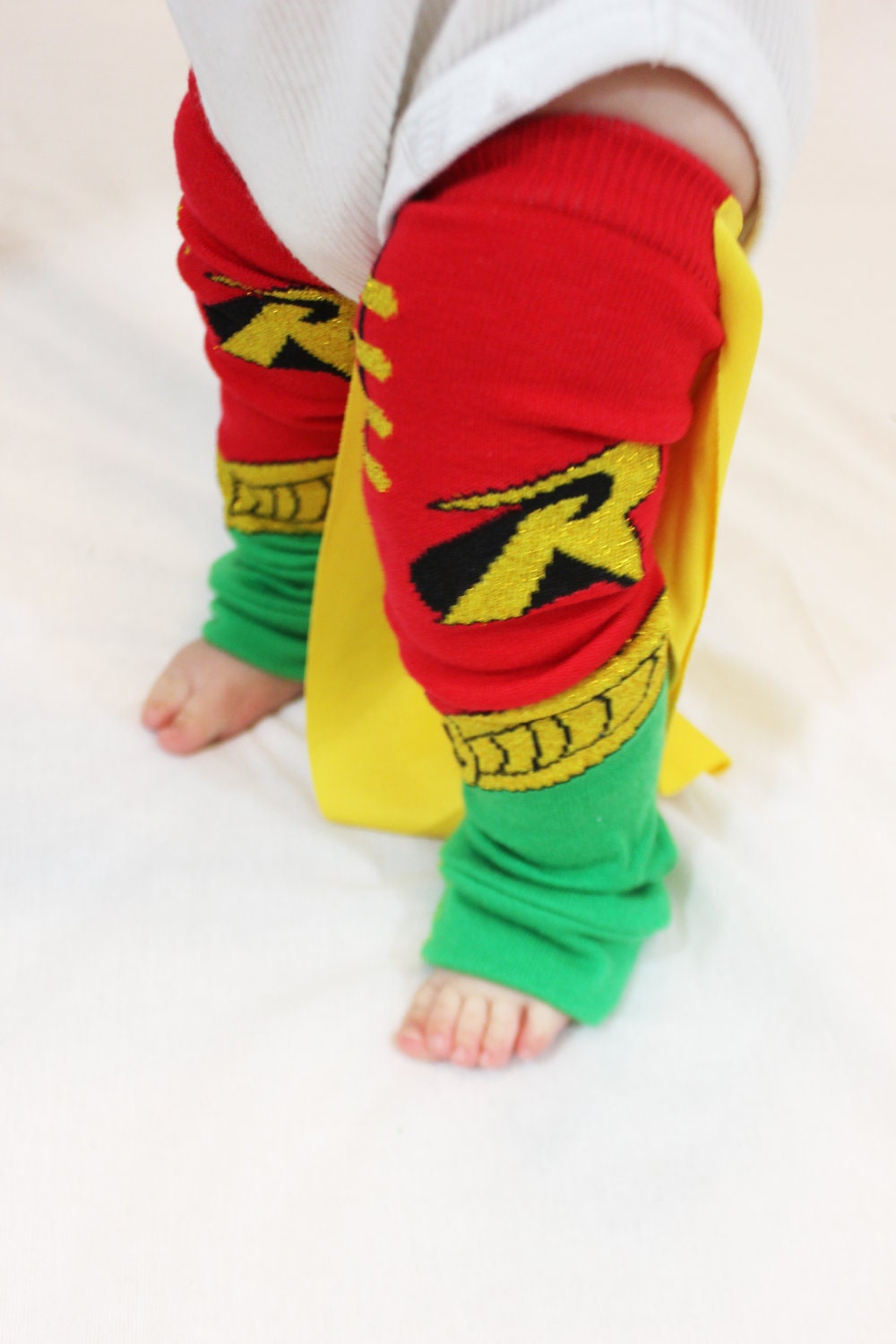 Baby to Toddler Robin Leg Warmers with Cape,  Baby Halloween Costume, Dress Up, Christmas present