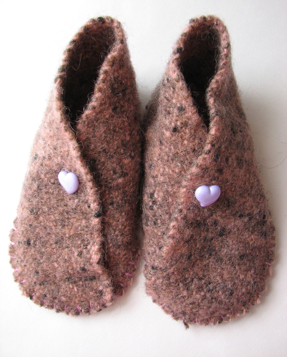 Dark pink / grey wool slippers for toddlers - DESIGNSofRUSALKA