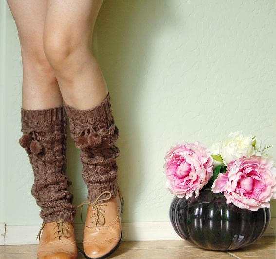 Leg Warmers.Cute brown leg warmersboots cuffs by YoyoVintageLife