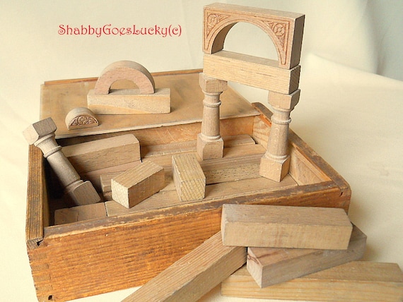 Antique German wooden building set in box by ShabbyGoesLucky