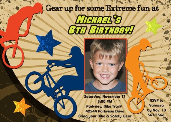 Extreme BMX Bike Dirt Bike Birthday Invitations Il_570xn
