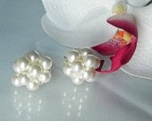 Bridal Pearl Cluster Earrings, bridal stud earrings, wedding, bride, elegant cluster earrings, Karen's Clusters
