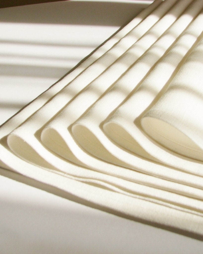 Linen napkins natural  fabric milk/cream white color -set of 6-size 17"x17" - daiktuteka