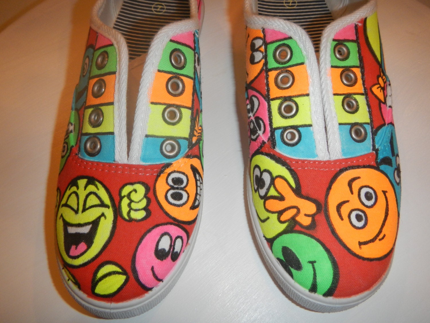 Smiley Faces Handcrafted Custom Doodle Graffiti Sneakers Shoes