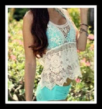 BOHO Gypsy Hippie Crochet TOP One size fits most (sz S, M, L)  Looks fabulous with bikini,halter,or bandeau top