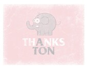 Elephant Thank You Cards Thanks A Ton set of 10 with Envelopes