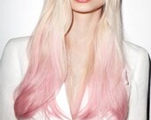 PINK Tip BLONDE Bombshell Pastel Clip In Hair Extensions // Human Hair // 18 Inches
