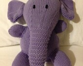Knitted toy hand knitted cuddly toy plush toy for child baby or adult toy. Made of cashmere blend wool - Elephant 