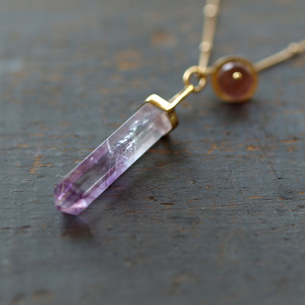Fluorite Crystal Spear Necklace Gemstone Point Hippie Boho Jewelry