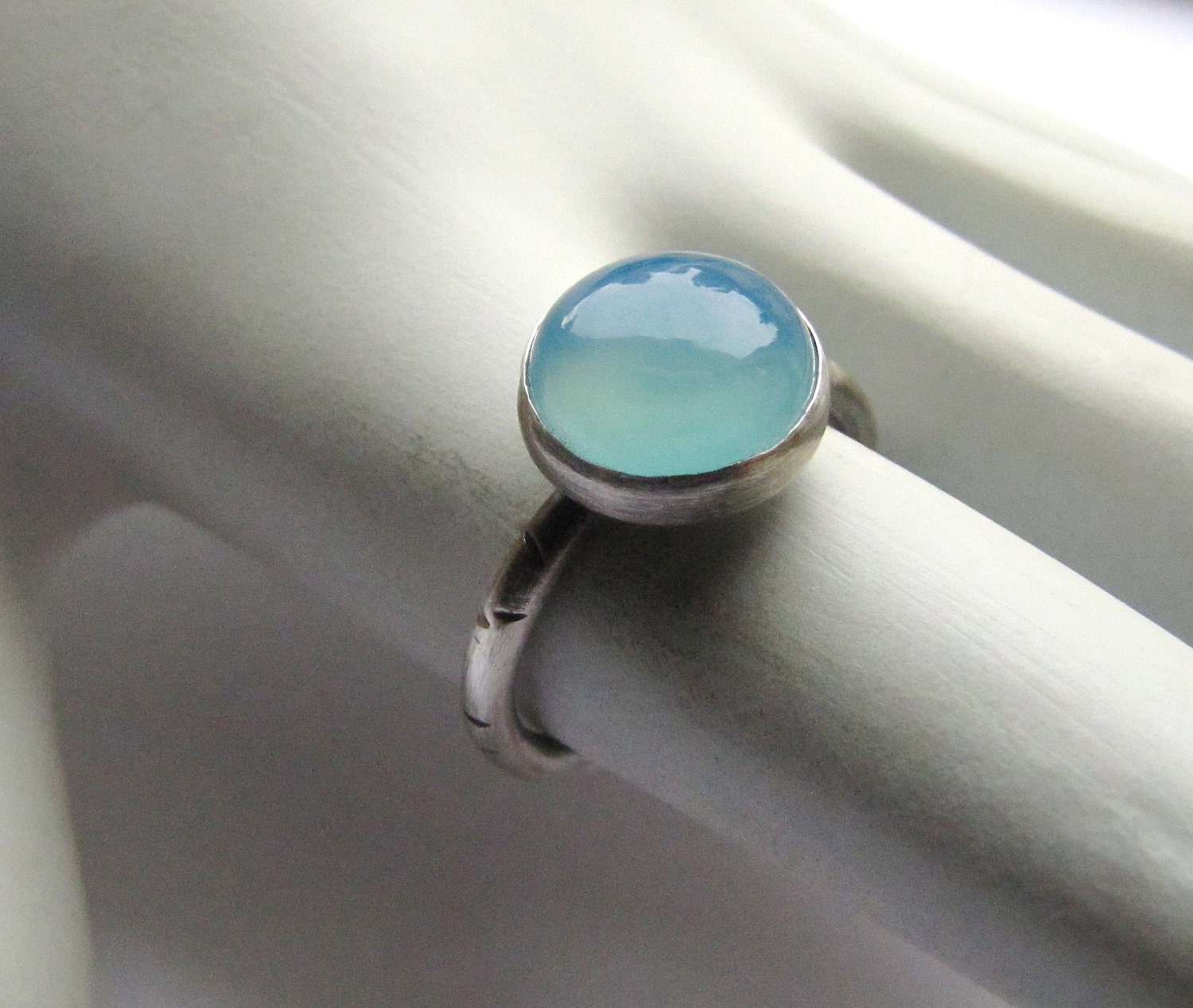 Summer Sky blue chalcedony and sterling silver ring - made to order