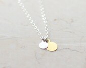 SALE Lamina - silver & gold brass double drops necklace - delicate jewelry women gift