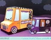halloween i-scream truck & hearse - favor boxes, gift box, party centerpiece printable PDF kit - INSTANT download
