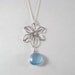 SALE Faceted Chalcedony Necklace, Gemstone Brass Flower Sterling Chain Necklace floral