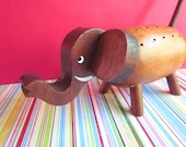 Vintage Mid Century Wooden Elephant Toothpick Holder