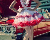 Rockabilly Fashion Prom Dress with Christmas Candycane Stripes by Janice Louise Miller