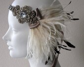 Cocoa And Ivory Ostrich Feather Flapper Headband