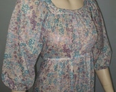 Vintage 1970s Dress / Semi-Sheer Floral Print / Boho Hippie - ClubVintage